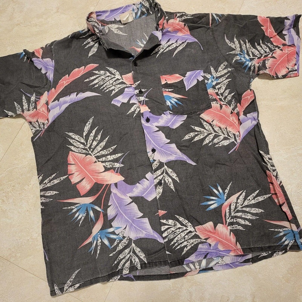 VTG Lee Mens Size L Large Hawaii Aloha Hawaiian Button Up T Shirt USA Made